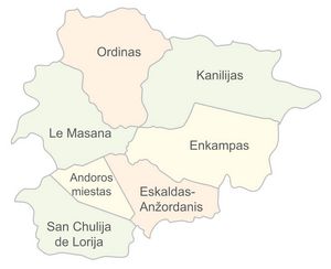 Carte Andorre vierge régions