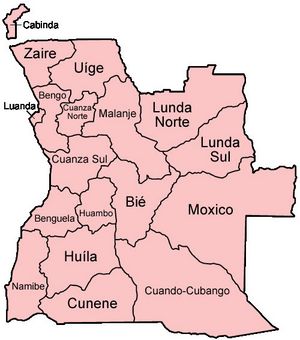 Carte Angola vierge noms villes