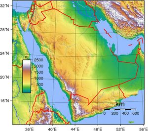 Carte topographique Arabie saoudite
