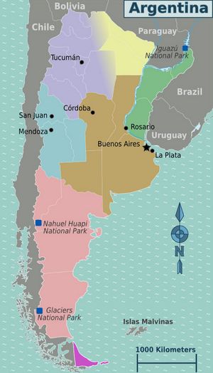 Carte régions Argentine