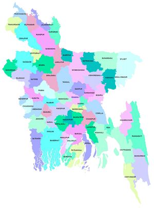 Carte départements Bangladesh