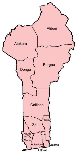 Carte Bénin vierge régions