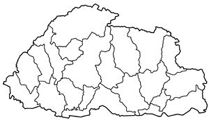 Carte Bhoutan vierge régions