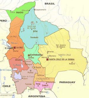 Carte régions Bolivie couleur