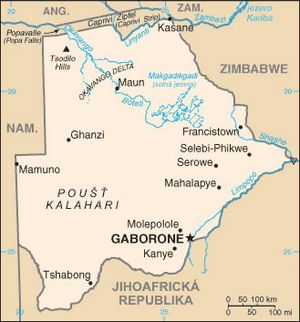 Carte des villes Botswana