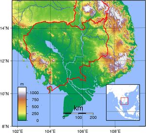 Carte topographique Cambodge