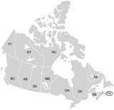 Carte Canada vierge régions