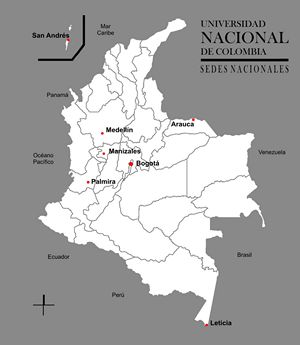 Carte noir et blanc Colombie