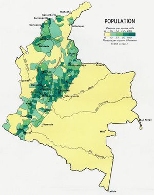 Carte population Colombie