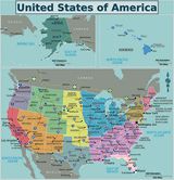 Carte régions États-Unis couleur