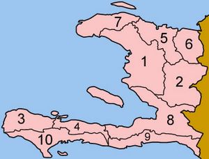 Carte Haïti vierge numéros régions