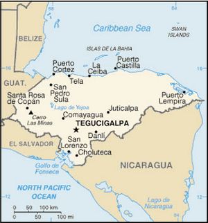 Carte grande villes Honduras