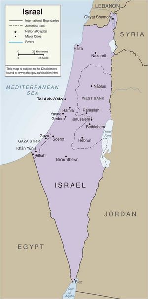 Carte frontières Israël