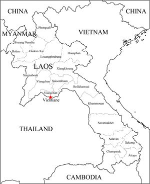 Carte Laos vierge régions