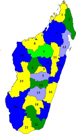 Carte Madagascar vierge régions