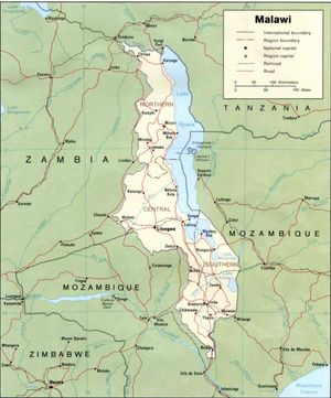 Carte grande villes Malawi
