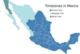 Carte fuseaux horaires Mexique