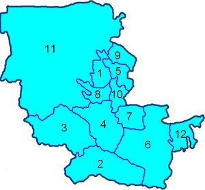 Carte Ouzbékistan vierge numéros régions