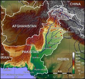 Carte topographique Pakistan