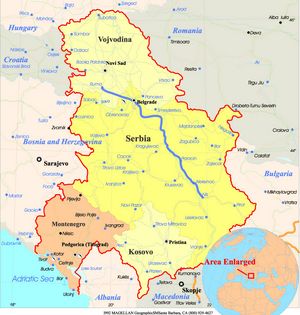 Carte frontières Serbie