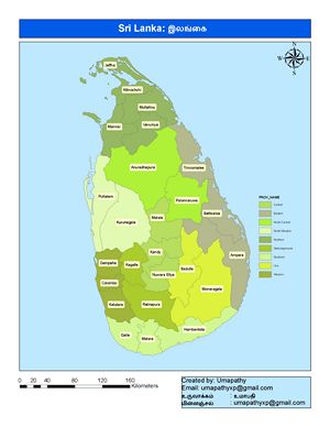 Carte des villes Sri Lanka