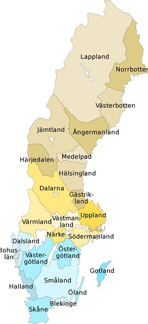Carte régions Suède