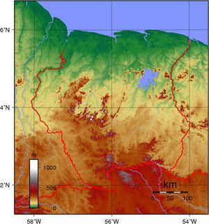 Carte topographique Suriname